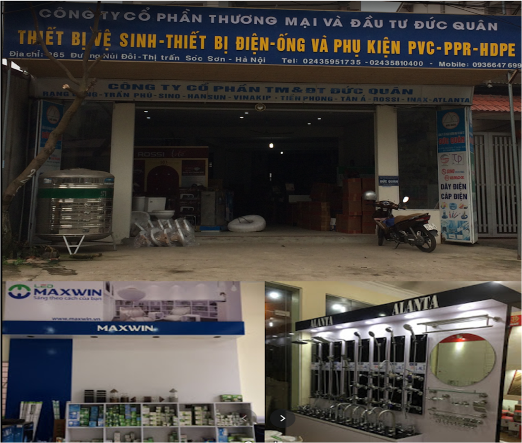 Đại lý Dây và TBĐ Trần Phú, Rạng Đông, Panasonic, Sino, Ống nước Tiền Phong Đức Quân