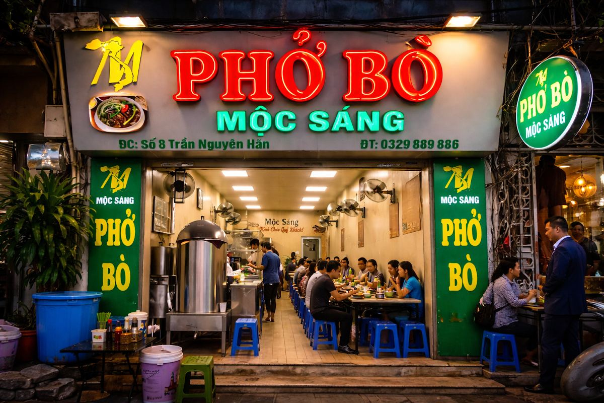 Phở bò Mộc sáng